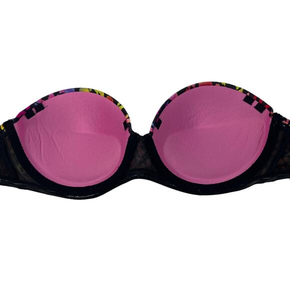 PINK Victorias Secret Rainbow Leopard Print Multi-Way Push Up Underwire Bra 34B - Picture 3 of 5